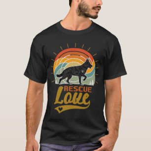 Rescue Love Dog Retro Sunset Trees T-Shirt