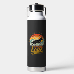 Rescue Love Dog Retro Sunset Trees Water Bottle