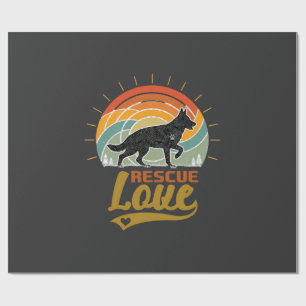 Rescue Love Dog Retro Sunset Trees Wrapping Paper