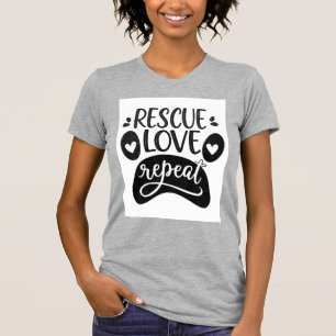 Rescue Love Repeat Dog Paw Tee