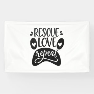 Rescue Love Repeat Dog Paw Tee Banner