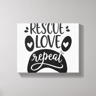 Rescue Love Repeat Dog Paw Tee Canvas Print