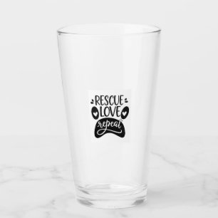 Rescue Love Repeat Dog Paw Tee Glass