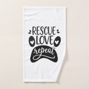 Rescue Love Repeat Dog Paw Tee Hand Towel
