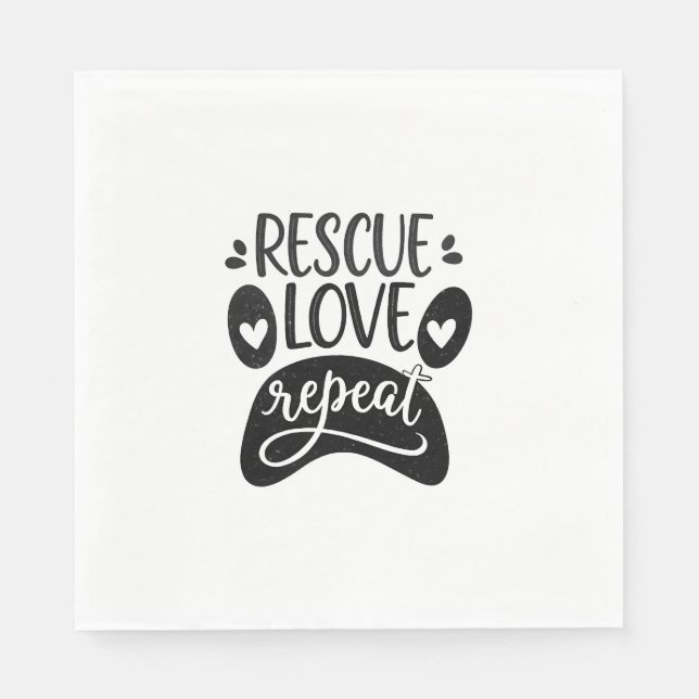 Rescue Love Repeat Dog Paw Tee Napkin (Front)