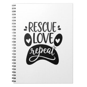 Rescue Love Repeat Dog Paw Tee Notebook