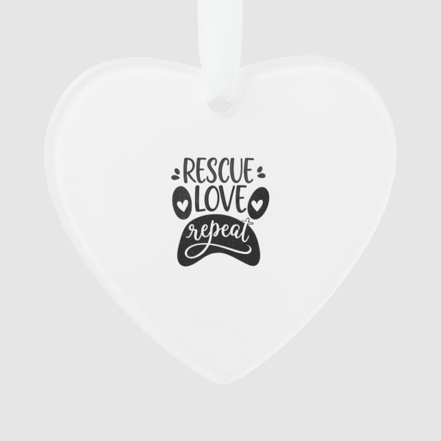 Rescue Love Repeat Dog Paw Tee Ornament (Front)
