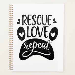 Rescue Love Repeat Dog Paw Tee Planner