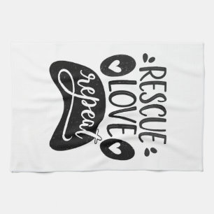 Rescue Love Repeat Dog Paw Tee Tea Towel