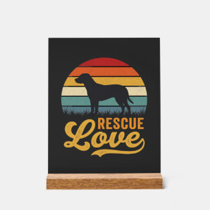 Rescue Love Retro Dog Sunset_1 Acrylic Sign