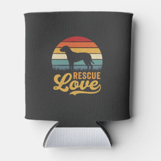 Rescue Love Retro Dog Sunset_1 Can Cooler