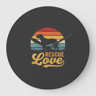 Rescue Love Retro Dog Sunset_1 Large Clock