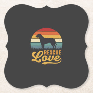Rescue Love Retro Dog Sunset_1 Paper Coaster