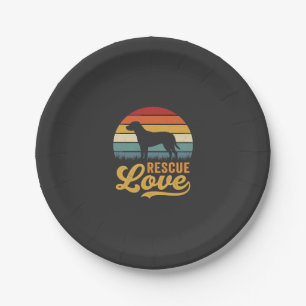 Rescue Love Retro Dog Sunset_1 Paper Plate