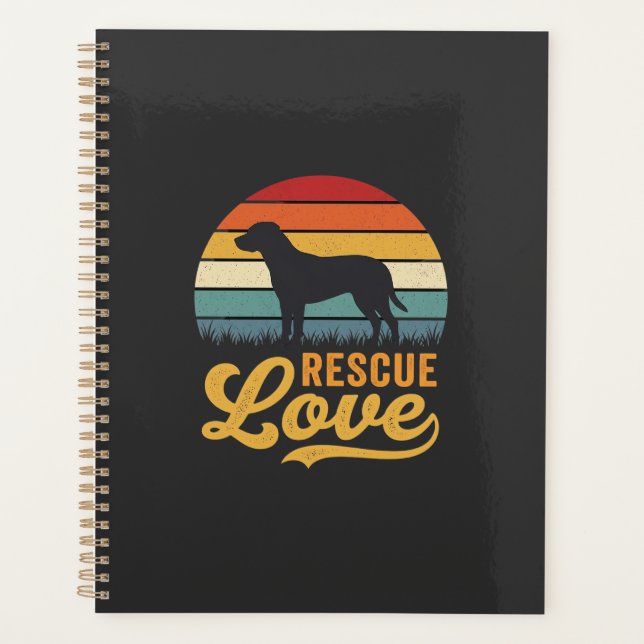 Rescue Love Retro Dog Sunset_1 Planner (Front)