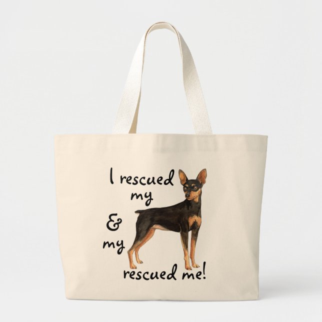 Rescue Miniature Pinscher Large Tote Bag (Front)