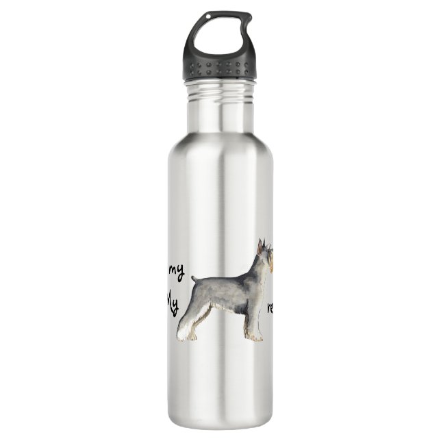 Rescue Miniature Schnauzer Aluminium Water Bottle (Front)
