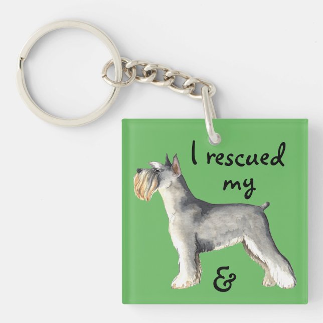 Rescue Miniature Schnauzer Key Ring (Front)