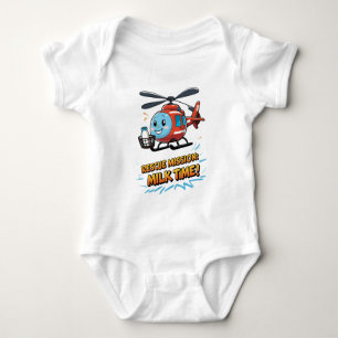 Rescue Mission: Milk Time! Cute Helicopter Baby Bodysuit