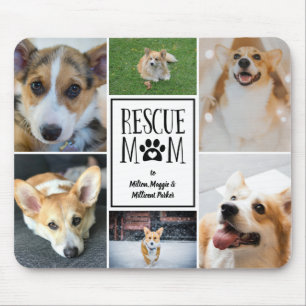 Rescue Mom Black Paw Print Photo Collage Mouse Mat