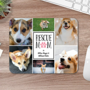 Rescue Mum Pink Paw Print Photo Collage Mouse Mat