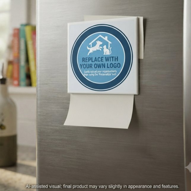 Rescue Organisation Logo Awareness Display Magnet (Professional 2" x 2" custom logo refrigerator magnet for pet rescue organization awareness.)