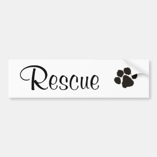 Rescue Paw Print Cursive Bumper Sticker