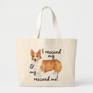 Rescue Pembroke Welsh Corgi Large Tote Bag