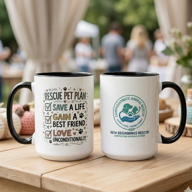 Rescue Pet Plan Checklist and Logo Mug (Check out this rescue pet plan mug for your favorite animal advocate's birthday.)