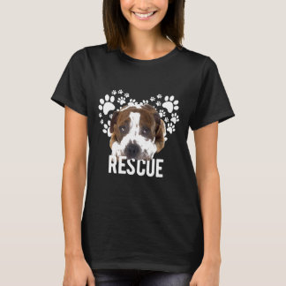 Rescue Pitbull Dog Paw Mama Love Pit Bull Cute Mum T-Shirt