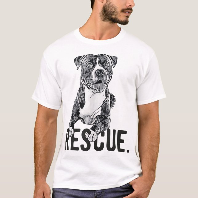 Rescue Pitbull Drawing Dog Mum Adopt don't Shop Ma T-Shirt (Front)