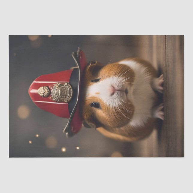 Rescue Ready: Guinea Pig in a Fireman's Hat, Tissue Paper (Front)