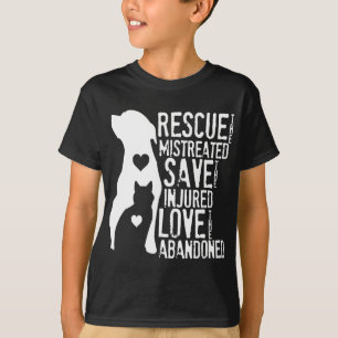 Rescue, Save, Love Animal Rescue, Dog Lover Cat Lo T-Shirt