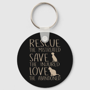 Rescue Save Love - Cute Animal Rescue Dog Cat Love Key Ring