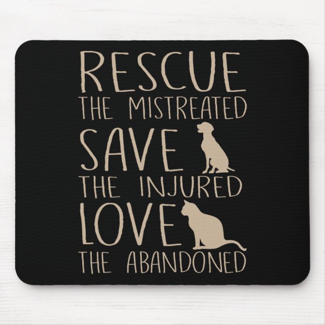 Rescue Save Love - Cute Animal Rescue Dog Cat Love Mouse Mat (Front)