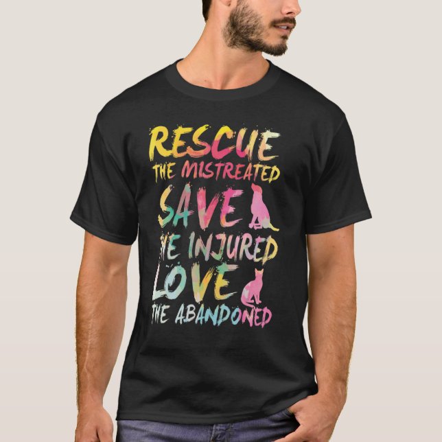Rescue Save Love  Cute Animal Rescue.Dog Cat T-Shirt (Front)