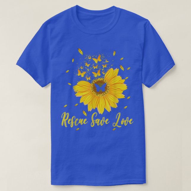 Rescue Save Love Funny Flower Sunflower Butterfly  T-Shirt (Design Front)