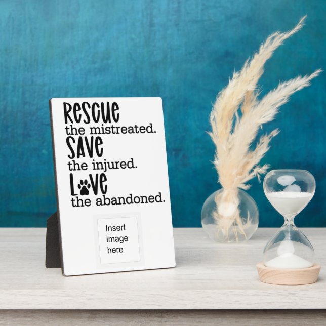 Rescue Save Love Personalised Pet Adoption Photo Plaque (Side)