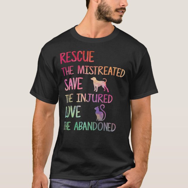 RESCUE SAVE LOVE PET Animal Shelter Volunteer Gift T-Shirt (Front)