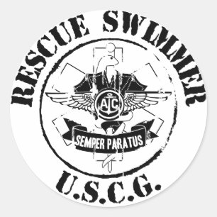 Rescue Swimmer (Grunge) Classic Round Sticker