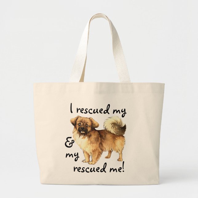 Rescue Tibetan Spaniel Large Tote Bag (Front)