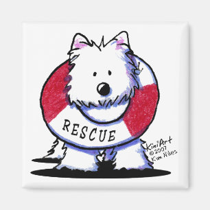 Rescue Westie Square White Magnets