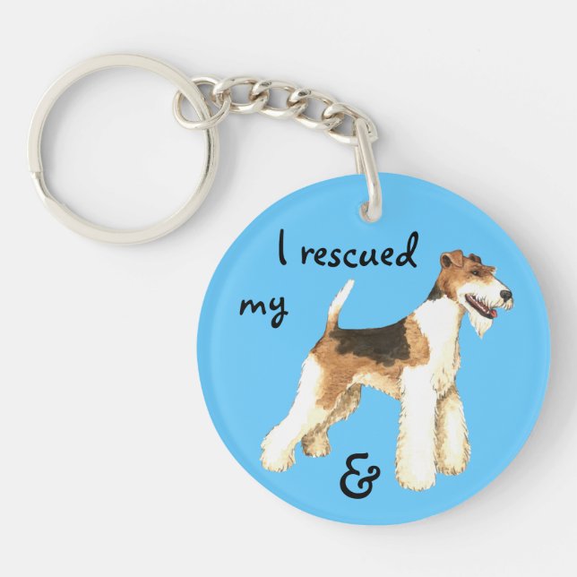 Rescue Wire Fox Terrier Key Ring (Front)