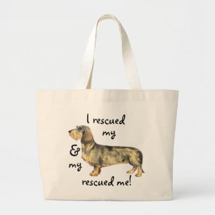 Rescue Wirehaired Dachshund Large Tote Bag