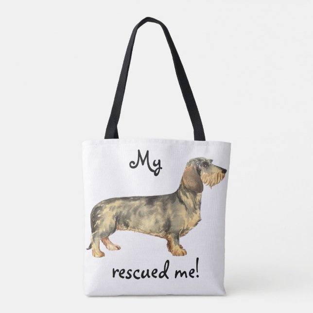 Rescue Wirehaired Dachshund Tote Bag (Back)