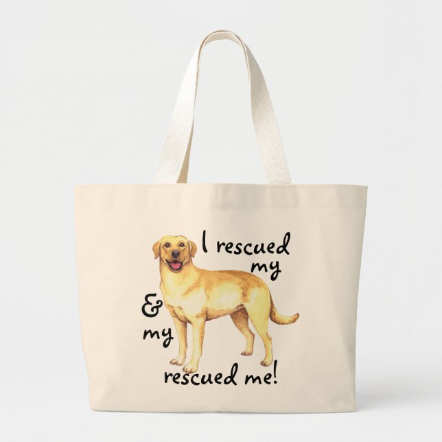 Rescue Yellow Lab Large Tote Bag (Front)