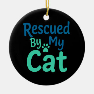 Rescued by My Cat Ceramic Tree Decoration