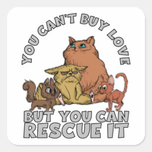 Rescued Cats Animal Shelter Square Sticker