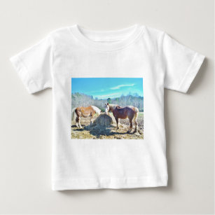 Rescued Draught Horses eating hay Baby T-Shirt