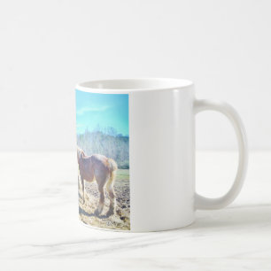 Rescued Draught Horses eating hay Coffee Mug